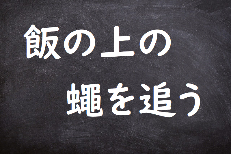 飯の上のハエを追う