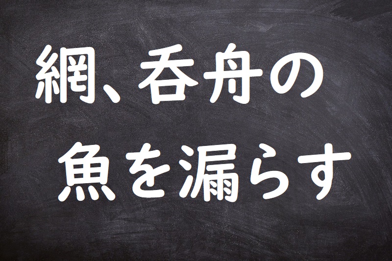 網、呑舟の魚を漏らす（あみ、どんしゅうのうおをもらす）