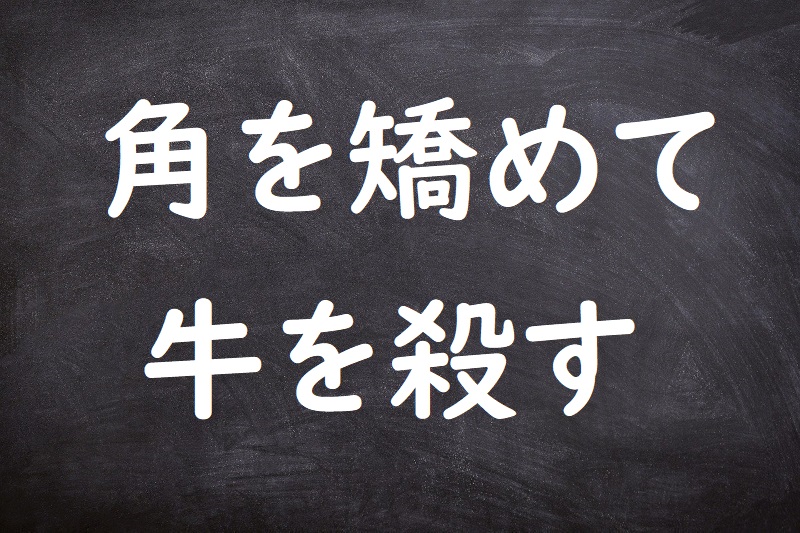 角を矯めて牛を殺す（つのをためてうしをころす）