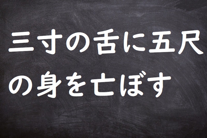 三寸の舌に五尺の身を亡ぼす（さんずんのしたにごしゃくのみをほろぼす）