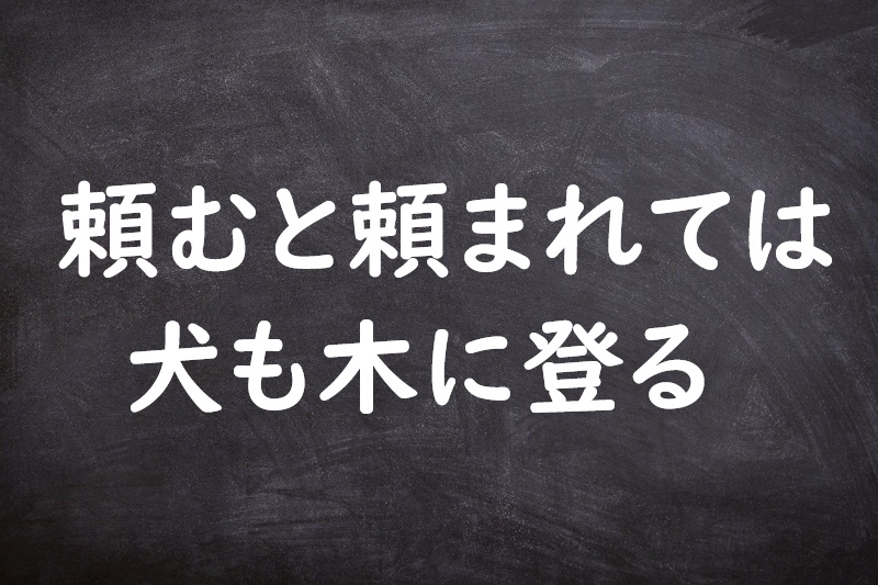頼むと頼まれては犬も木に登る（たのむとたのまれてはいぬもきにのぼる）